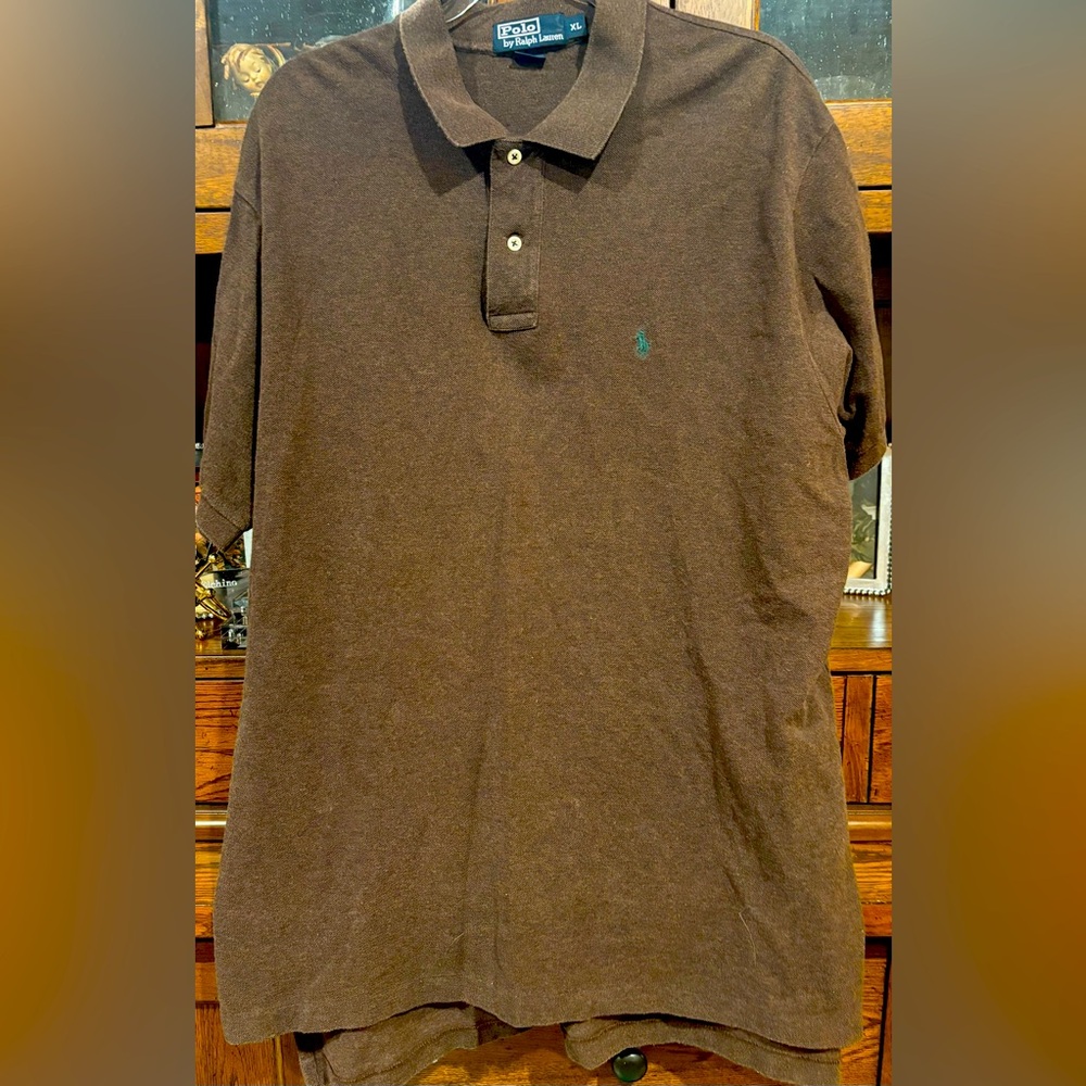 Ralph Lauren Classic Brown Polo Shirt Cotton Casual Medium